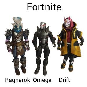 Fortnite Ragnarok Unvolted Omega and Drift Action Figures 4" Toy Bundle Lot NWOT